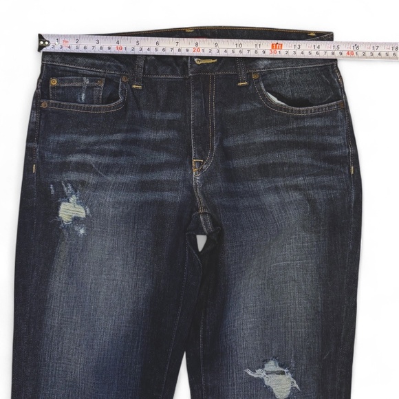 Tommy Hilfiger Cropped Boyfriend Jeans – Size 6 – Distressed Dark Wash - Picture 8 of 9
